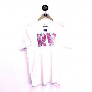 White Rich Vintage original unisex t-shirt with pink RV logo