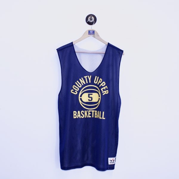 County Upper Vintage Basketball Jersey Vest Navy XL